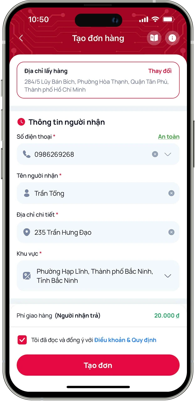2. Điền đầy đủ thông tin